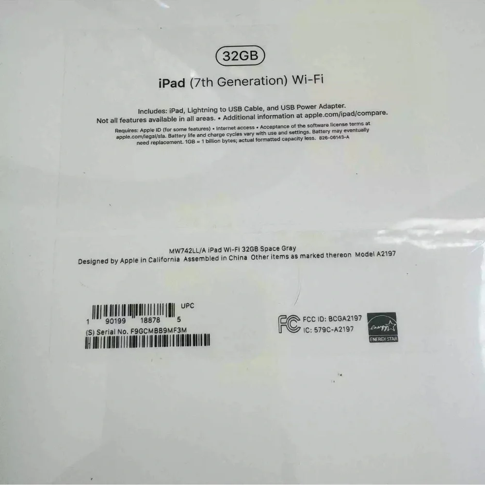 Apple IPad 7th Generation Wi-Fi 32GB Space Gray New and Sealed